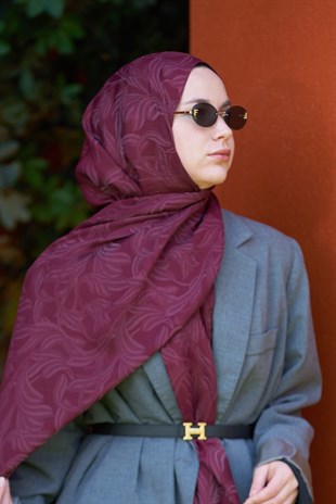 Loryan Scarf Aria Lotus Şal - Koyu Bordo