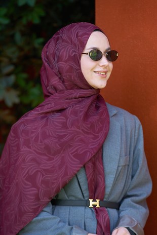 Loryan Scarf Aria Lotus Şal - Koyu Bordo