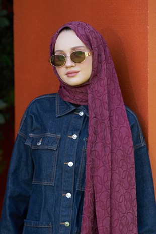 Loryan Scarf Aria Zincir Şal - Koyu Bordo
