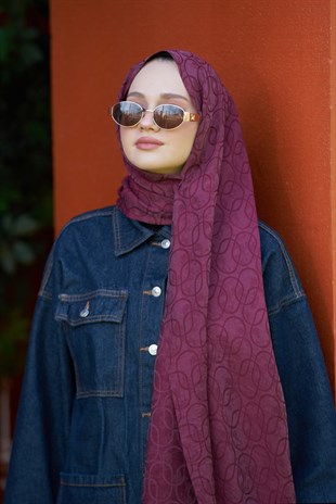 Loryan Scarf Aria Zincir Şal - Koyu Bordo