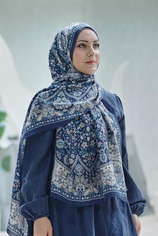 Loryan Scarf Dıamond Adel Şal - Lacivert/Ekru