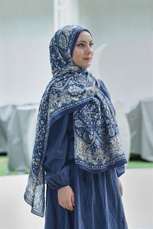 Loryan Scarf Dıamond Adel Şal - Lacivert/Ekru