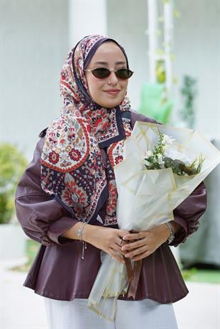 Loryan Scarf Dıamond Adel Şal - Siyah/Kırmızı