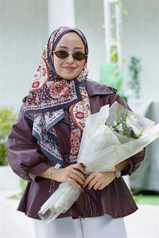 Loryan Scarf Dıamond Adel Şal - Siyah/Kırmızı