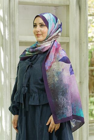 Loryan Scarf Dıamond Anna Şal - Lacivert/Lila