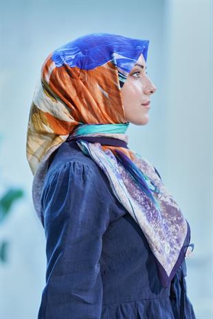Loryan Scarf Dıamond Della Eşarp - Lacivert/Mürdüm