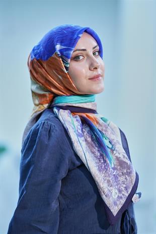 Loryan Scarf Dıamond Della Eşarp - Lacivert/Mürdüm