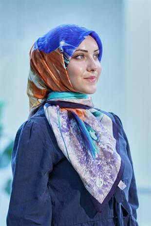 Loryan Scarf Dıamond Della Eşarp - Lacivert/Mürdüm