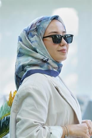 Loryan Scarf  Dıamond Elisa Eşarp - Lacivert/Ekru