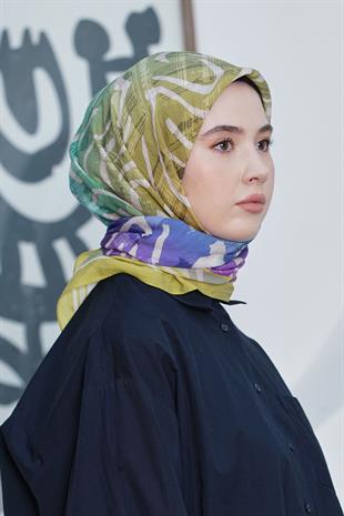 Loryan Scarf Diamond Eşarp - Diamond Arte İpeksi Eşarp 4287 Hardal