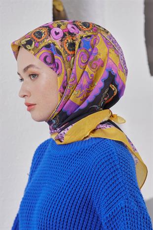 Loryan Scarf Diamond Eşarp - Diamond Diya İpeksi Eşarp 4317 Hardal