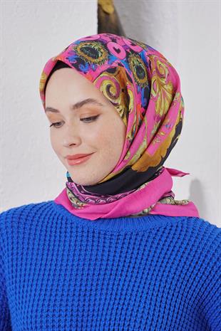 Loryan Scarf Diamond Eşarp - Diamond Diya İpeksi Eşarp 4317 Fuşya