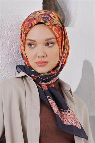 Loryan Scarf Diamond Eşarp - Diamond Diya İpeksi Eşarp 4317 Siyah Mercan