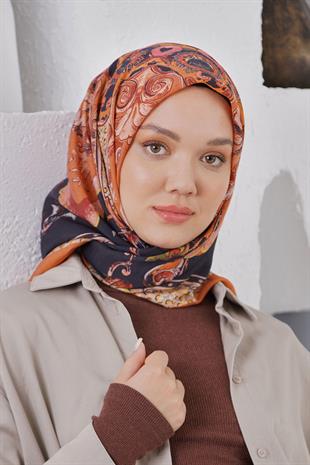 Loryan Scarf Diamond Eşarp - Diamond Diya İpeksi Eşarp 4317 Kiremit