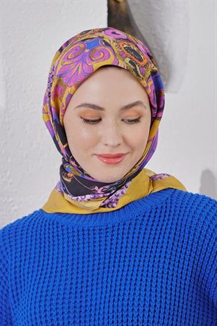 Loryan Scarf Diamond Eşarp - Diamond Diya İpeksi Eşarp 4317 Hardal