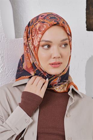 Loryan Scarf Diamond Eşarp - Diamond Diya İpeksi Eşarp 4317 Kiremit