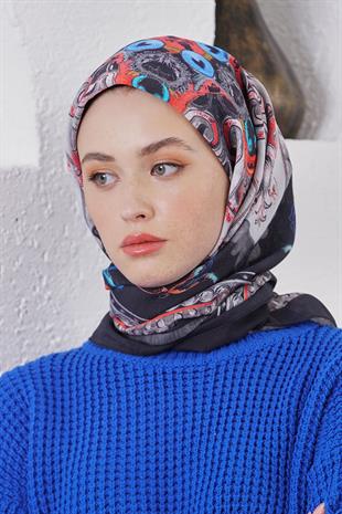 Loryan Scarf Diamond Eşarp - Diamond Diya İpeksi Eşarp 4317 Siyah Gri