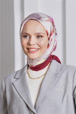 Loryan Scarf Diamond Eşarp - Diamond Flor İpeksi Eşarp 4297 Kiremit