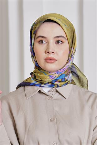 Loryan Scarf Diamond Eşarp - Diamond Flor İpeksi Eşarp 4297 Haki