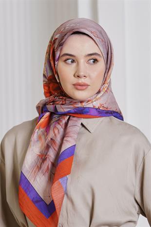 Loryan Scarf Diamond Eşarp - Diamond Flor İpeksi Eşarp 4297 Bordo