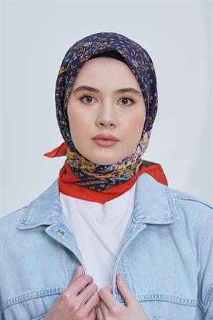 Loryan Scarf Diamond Eşarp - Diamond Harmony Black İpeksi Eşarp 4316 MERCAN