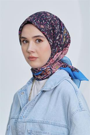 Loryan Scarf Diamond Eşarp - Diamond Harmony Black İpeksi Eşarp 4316 İNDİGO