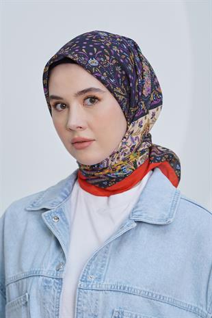 Loryan Scarf Diamond Eşarp - Diamond Harmony Black İpeksi Eşarp 4316 MERCAN