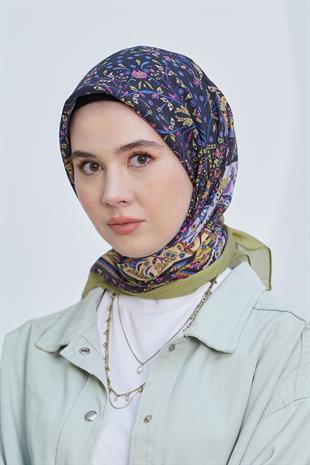 Loryan Scarf Diamond Eşarp - Diamond Harmony Black İpeksi Eşarp 4316 FISTIK YEŞİLİ