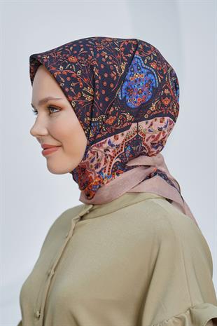 Loryan Scarf Diamond Eşarp - Diamond Harmony Black İpeksi Eşarp 4316 BEJ