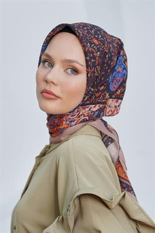 Loryan Scarf Diamond Eşarp - Diamond Harmony Black İpeksi Eşarp 4316 BEJ