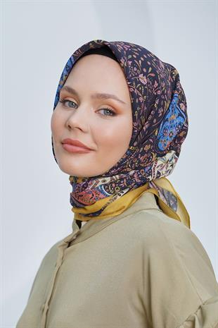 Loryan Scarf Diamond Eşarp - Diamond Harmony Black İpeksi Eşarp 4316 HARDAL