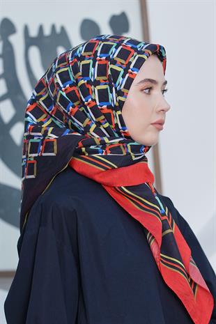 Loryan Scarf Diamond Eşarp - Diamond Plaid İpeksi Eşarp 4296 Kırmızı