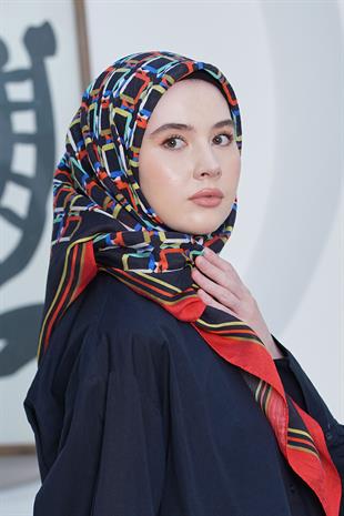 Loryan Scarf Diamond Eşarp - Diamond Plaid İpeksi Eşarp 4296 Kırmızı