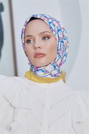 Loryan Scarf Diamond Eşarp - Diamond Plaid İpeksi Eşarp 4296 Hardal