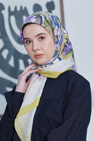 Loryan Scarf Diamond Eşarp - Diamond Roza İpeksi Eşarp 4286 Hardal