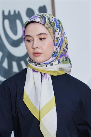 Loryan Scarf Diamond Eşarp - Diamond Roza İpeksi Eşarp 4286 Hardal