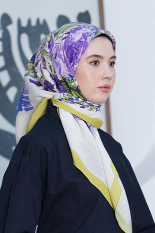 Loryan Scarf Diamond Eşarp - Diamond Roza İpeksi Eşarp 4286 Hardal