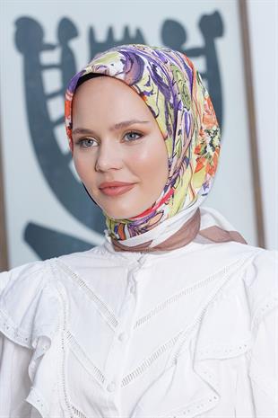 Loryan Scarf Diamond Eşarp - Diamond Roza İpeksi Eşarp 4286 Capuccino