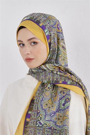 Loryan Scarf Diamond Şal - Diamond Harmony İpeksi Şal 4281 Hardal