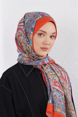 Loryan Scarf Diamond Şal - Diamond Harmony İpeksi Şal 4281 Mercan