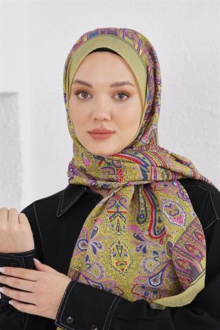 Loryan Scarf Diamond Şal - Diamond Harmony İpeksi Şal 4281 Fıstık Yeşili