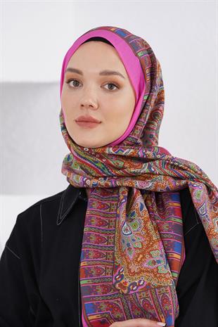 Loryan Scarf Diamond Şal - Diamond Harmony İpeksi Şal 4281 Fuşya
