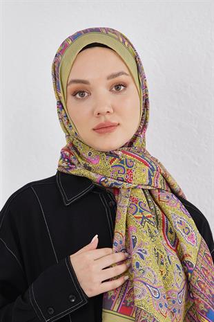 Loryan Scarf Diamond Şal - Diamond Harmony İpeksi Şal 4281 Fıstık Yeşili