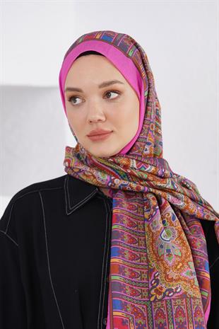Loryan Scarf Diamond Şal - Diamond Harmony İpeksi Şal 4281 Fuşya