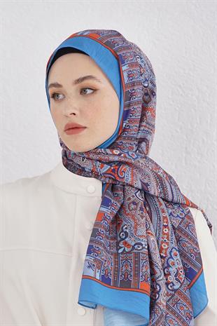 Loryan Scarf Diamond Şal - Diamond Harmony İpeksi Şal 4281 İndigo