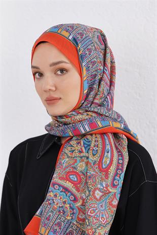Loryan Scarf Diamond Şal - Diamond Harmony İpeksi Şal 4281 Mercan