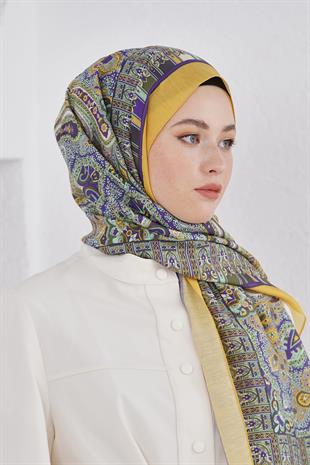 Loryan Scarf Diamond Şal - Diamond Harmony İpeksi Şal 4281 Hardal