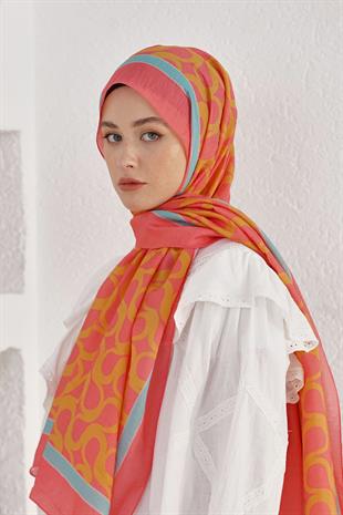 Loryan Scarf Diamond Şal - Diamond Mirror İpeksi Şal 4289 Nar Çiçeği