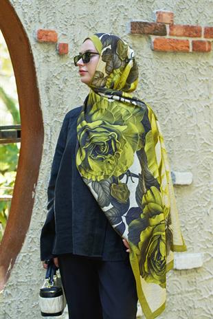 Loryan Scarf Dıamond Dina Şal - Yağ Yeşili