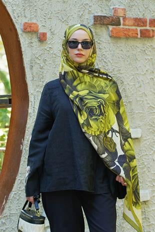 Loryan Scarf Dıamond Dina Şal - Yağ Yeşili